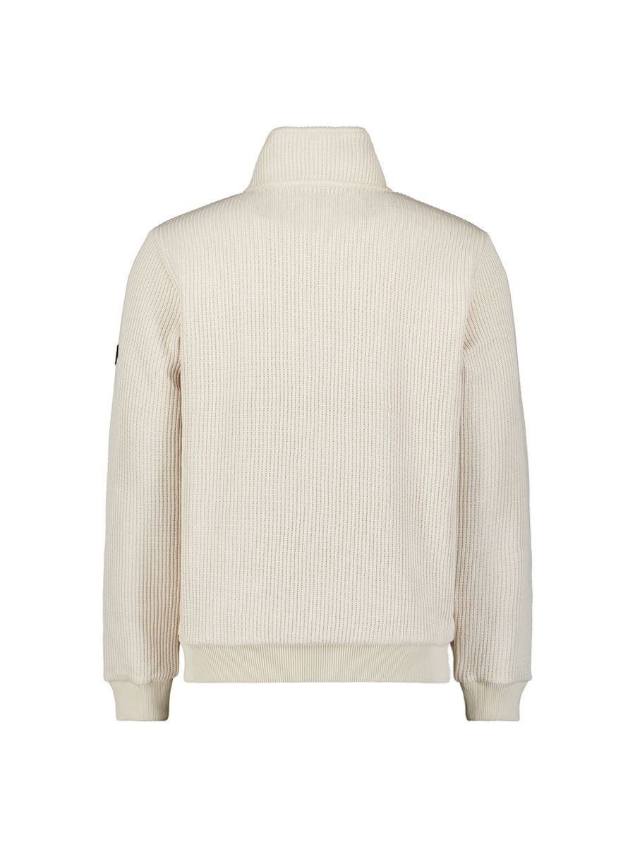 Sweater Full Zip Stand Up Collar Bonded Knit