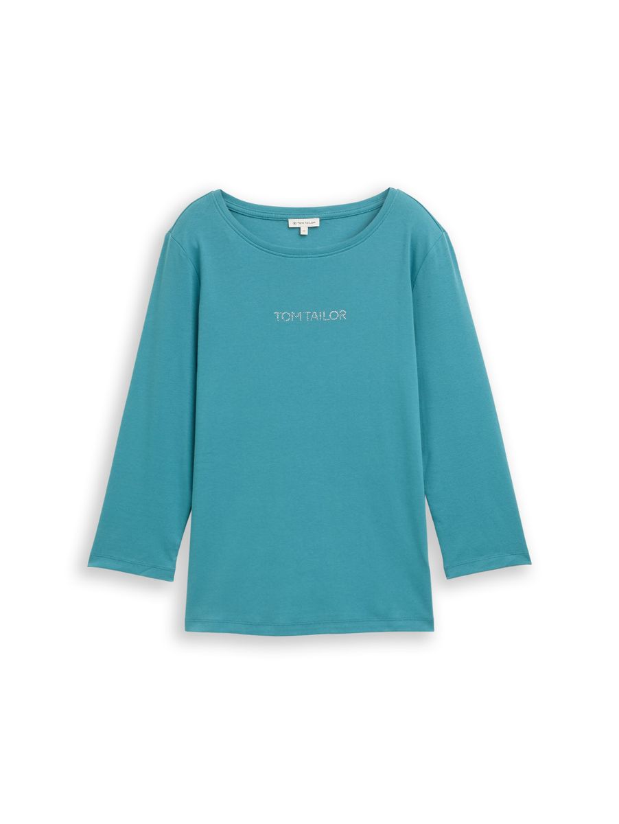 Slim Fit Langarmshirt mit Glitzer-Logo