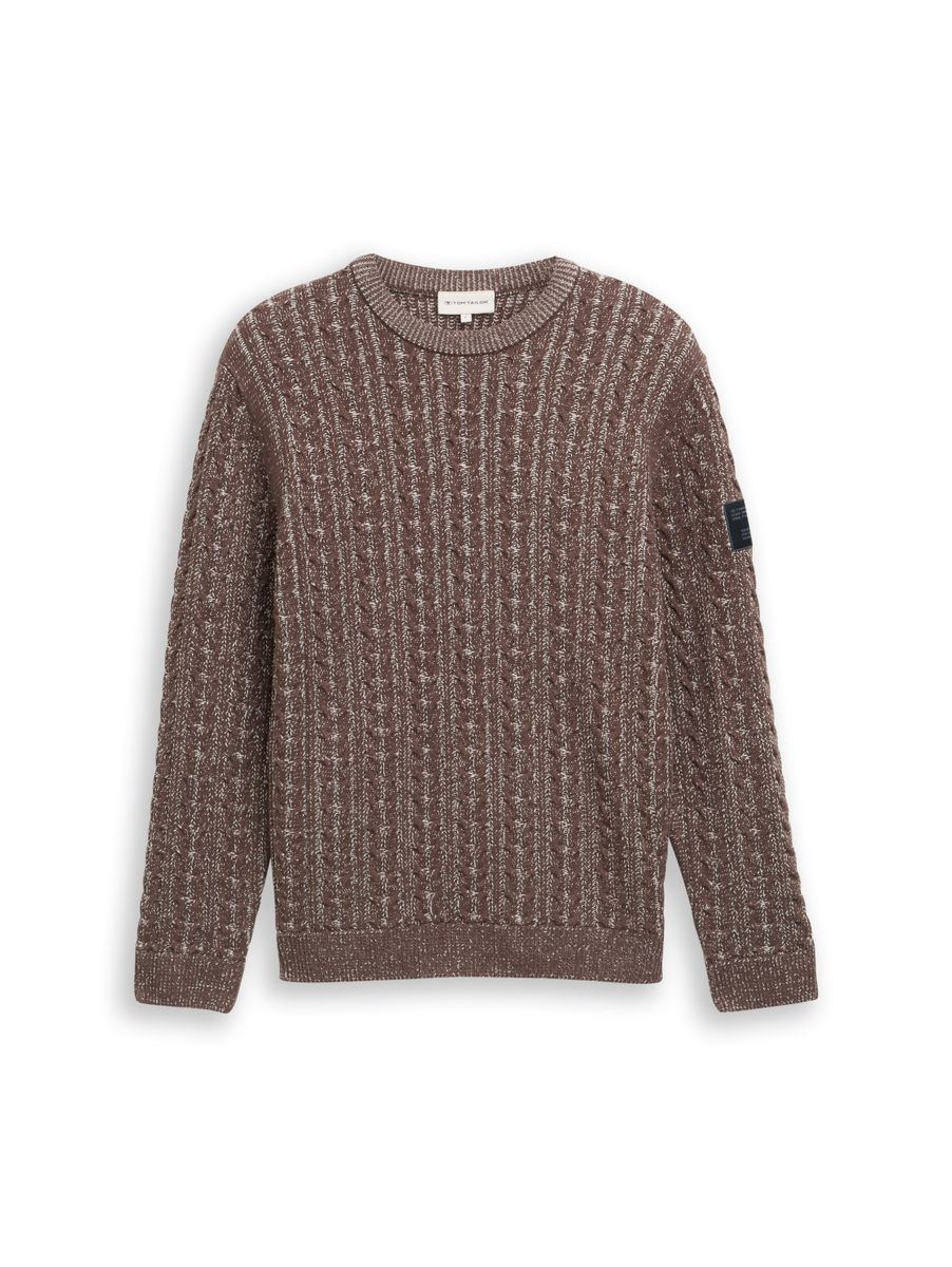 Strickpullover mit Zopfmuster