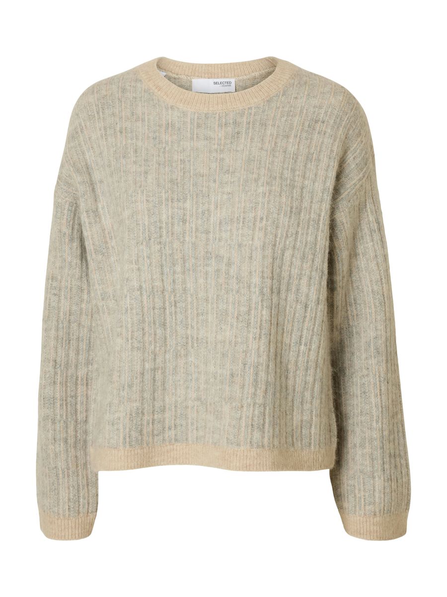 SLFALVA LS KNIT STRIPE O-NECK