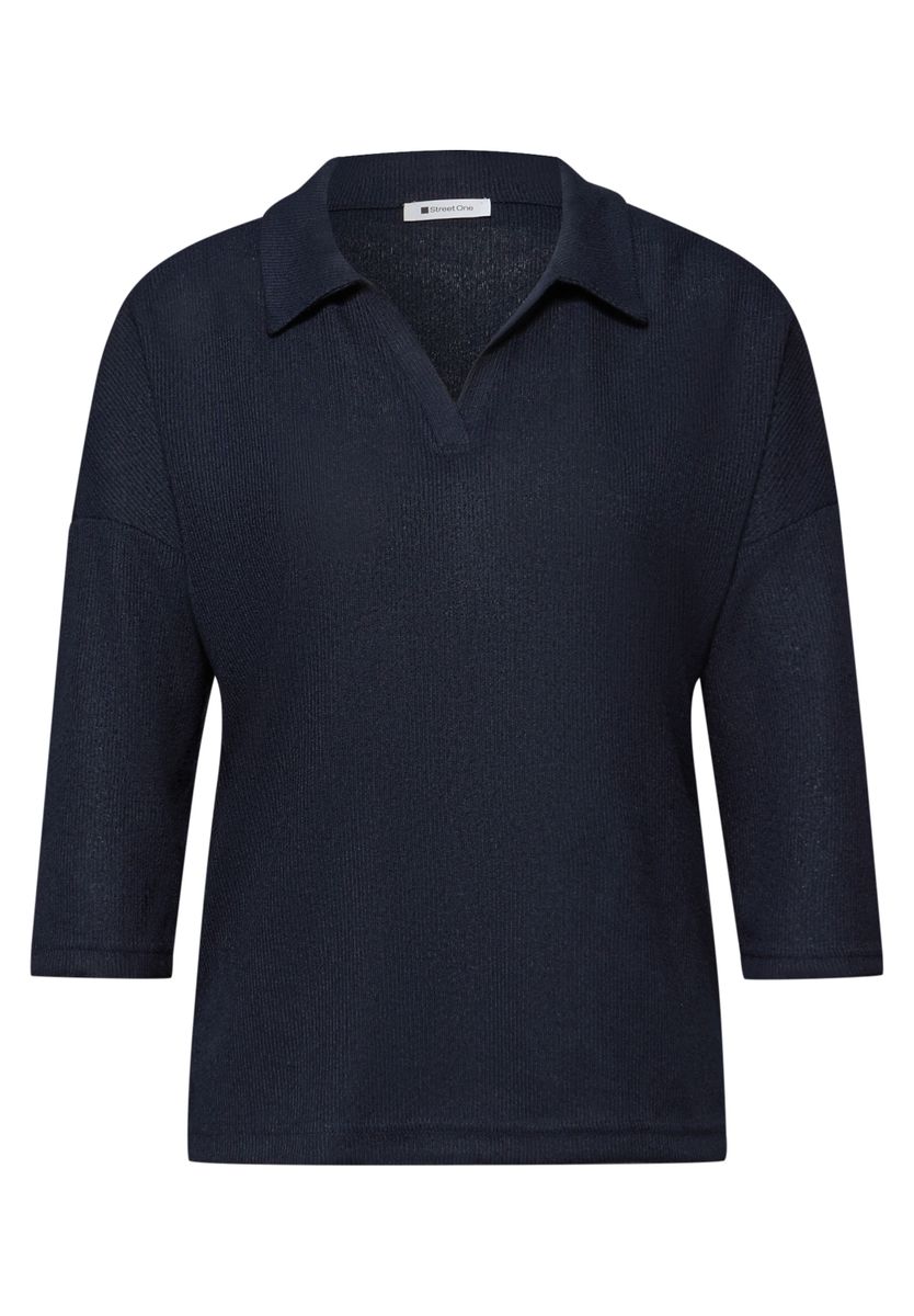 LTD QR knit look polo shirt