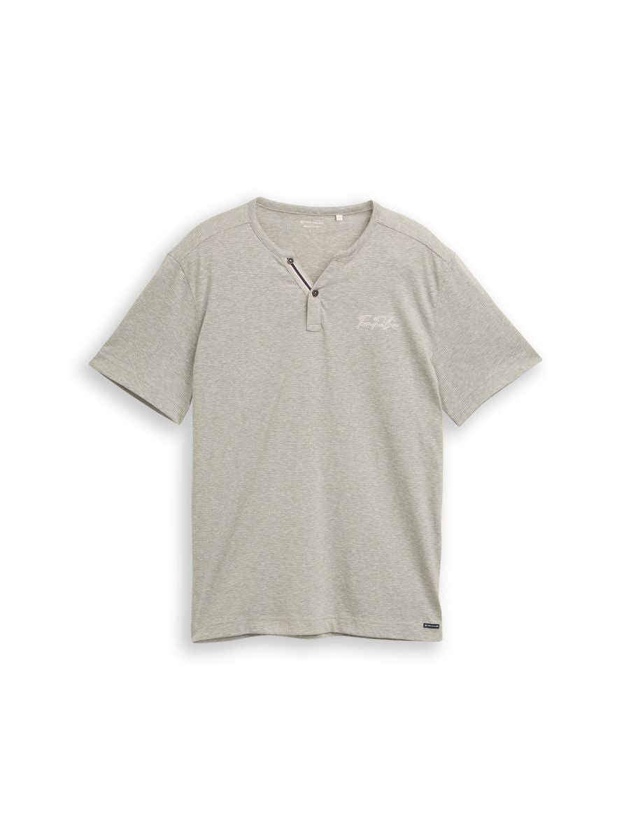 Henley T-Shirt mit feinem Streifenmuster