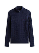 CLASSIC COTTON CABLE ZIP MOCK