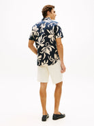 LINEN BLEND FLOWER PRT S/S