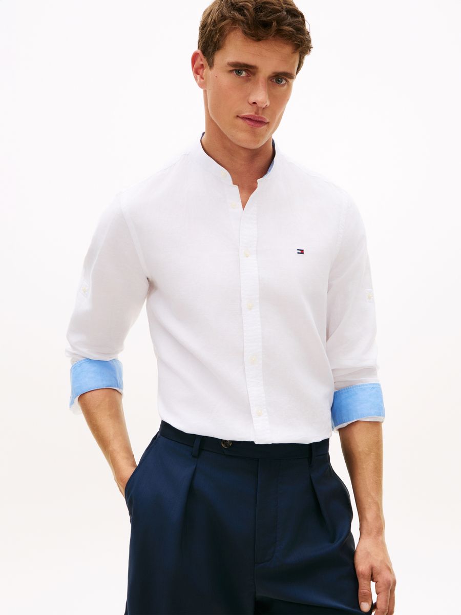 LI BLEND STAND COLLAR SHIRT