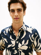 LINEN BLEND FLOWER PRT S/S