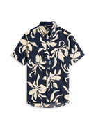 LINEN BLEND FLOWER PRT S/S