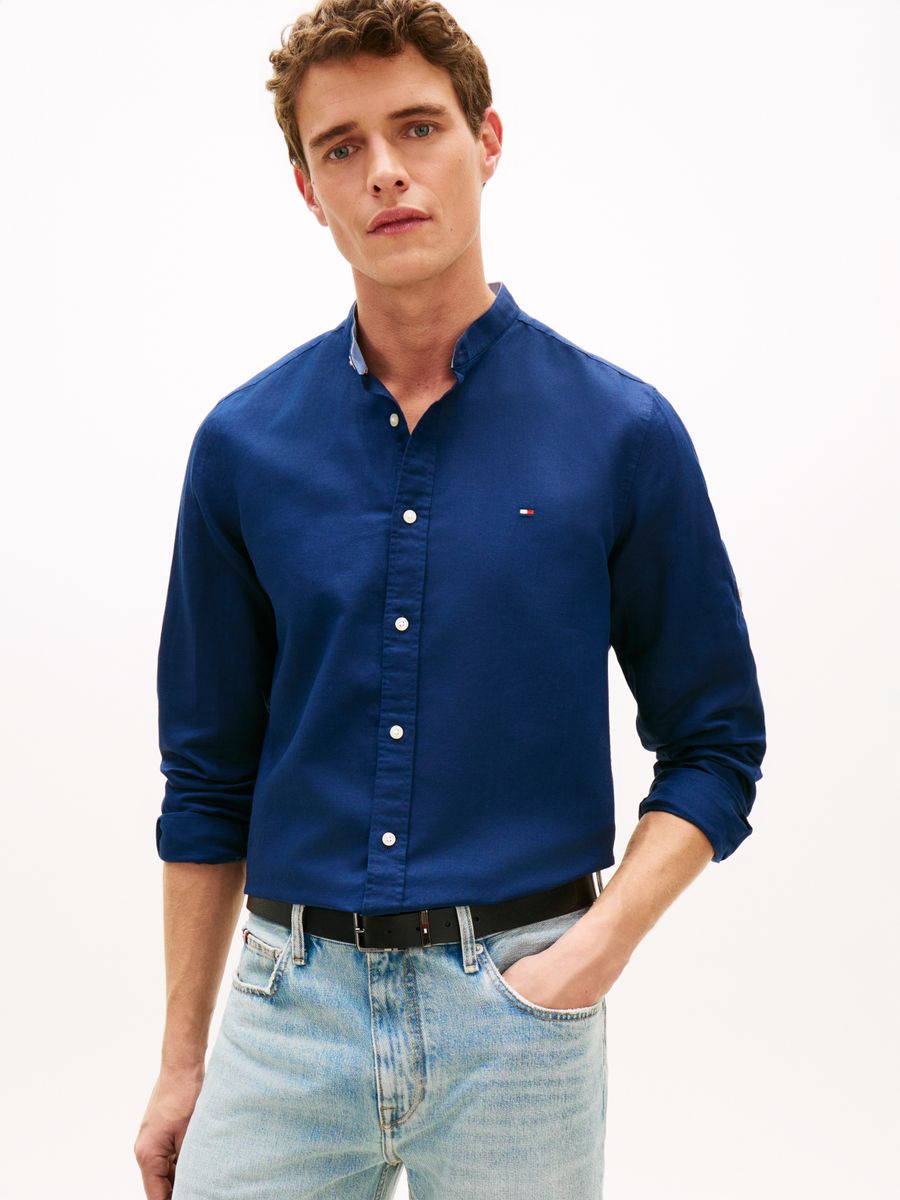 LI BLEND STAND COLLAR SHIRT