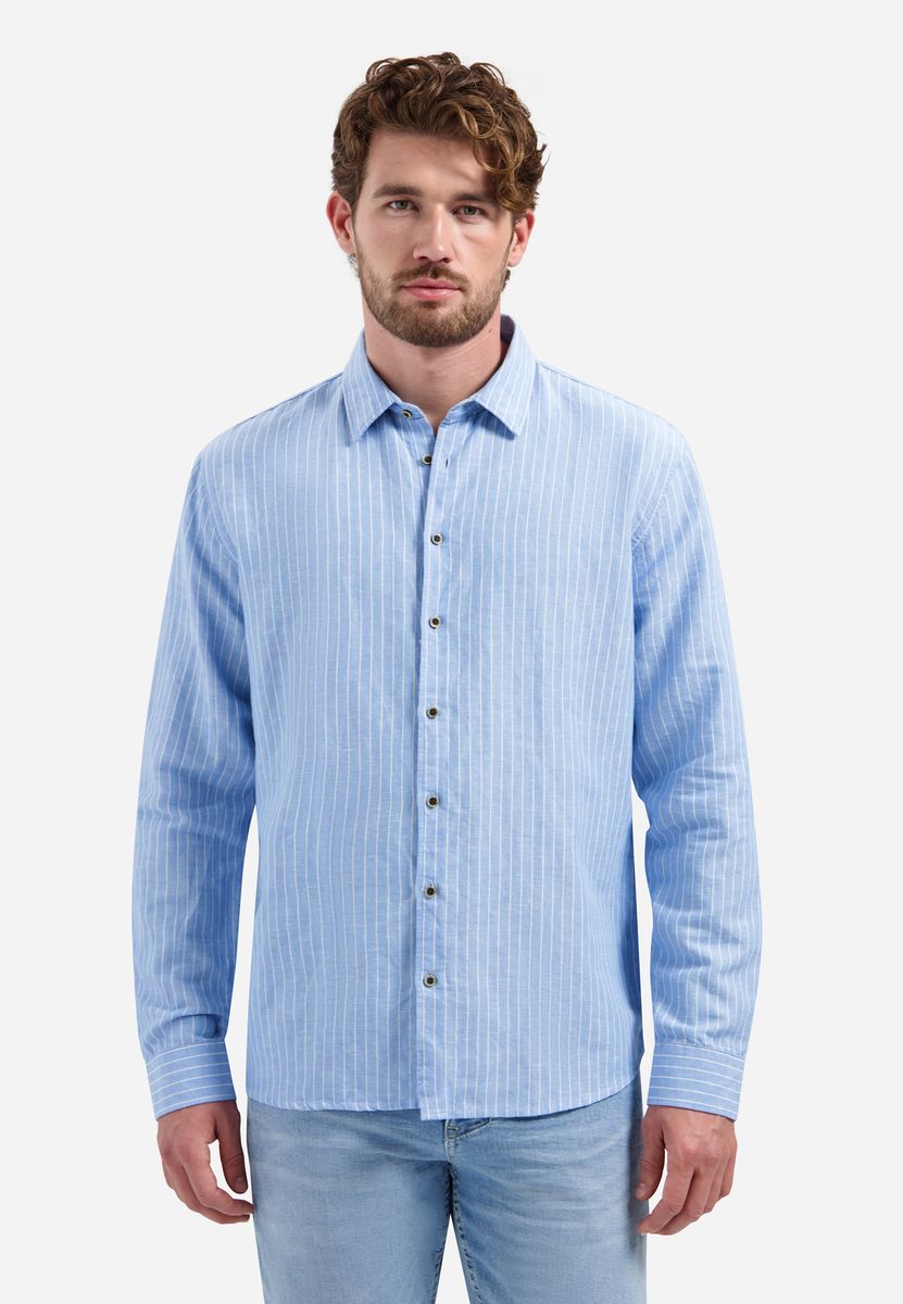 Shirt Vertical Small Stripe With Linen