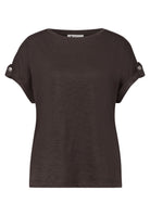T-Shirt mit Rundhals und Knopfdetails