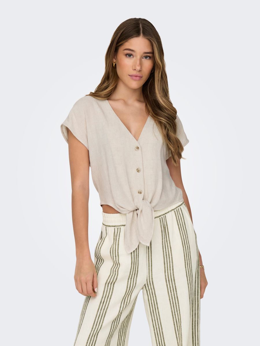 ONLSIESTA SS KNOT LIN BL SHIRT PNT