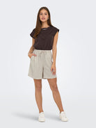 ONLSIESTA MW PULL-UP LIN BL SHORTS