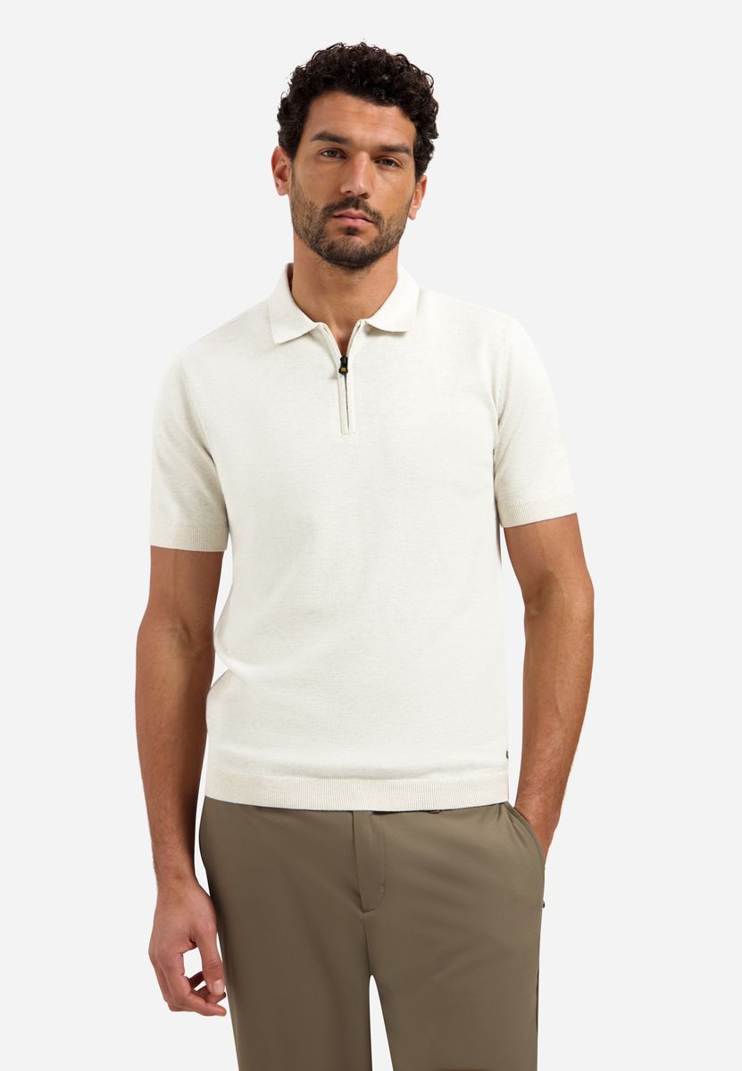 Pullover Short Sleeve Polo Zip Melange