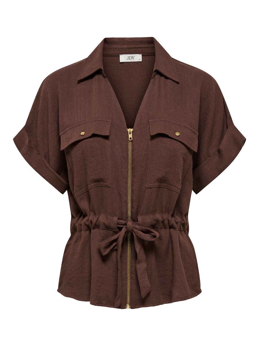 JDYMILLE S/S ZIP SHIRT WVN NOOS