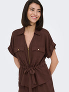JDYMILLE S/S ZIP SHIRT WVN NOOS