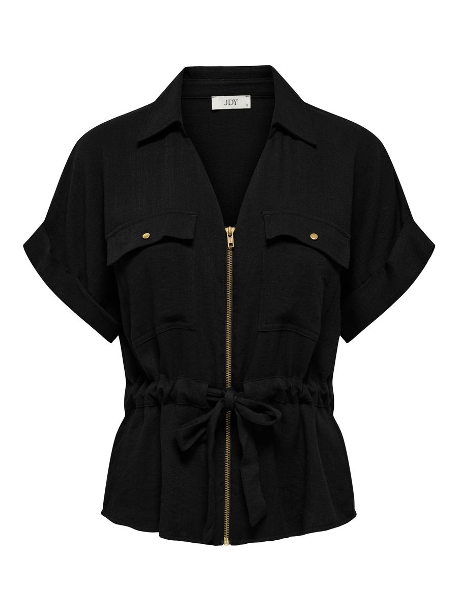 JDYMILLE S/S ZIP SHIRT WVN NOOS