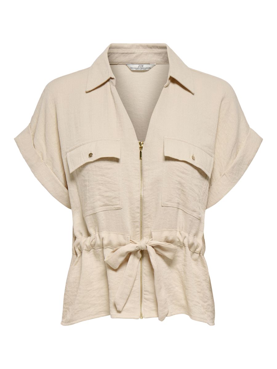 JDYMILLE S/S ZIP SHIRT WVN NOOS