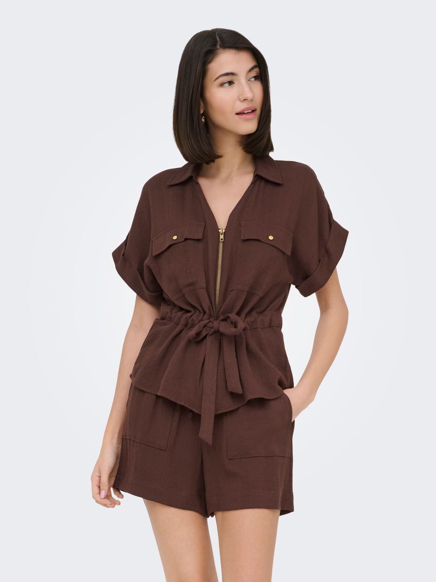 JDYMILLE S/S ZIP SHIRT WVN NOOS