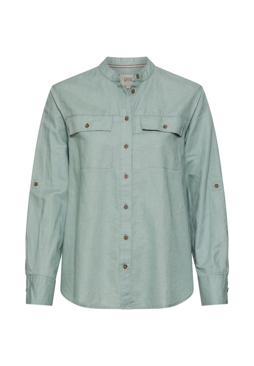 Bluse mit Stehkragen und Knopfleiste