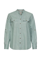 Bluse mit Stehkragen und Knopfleiste