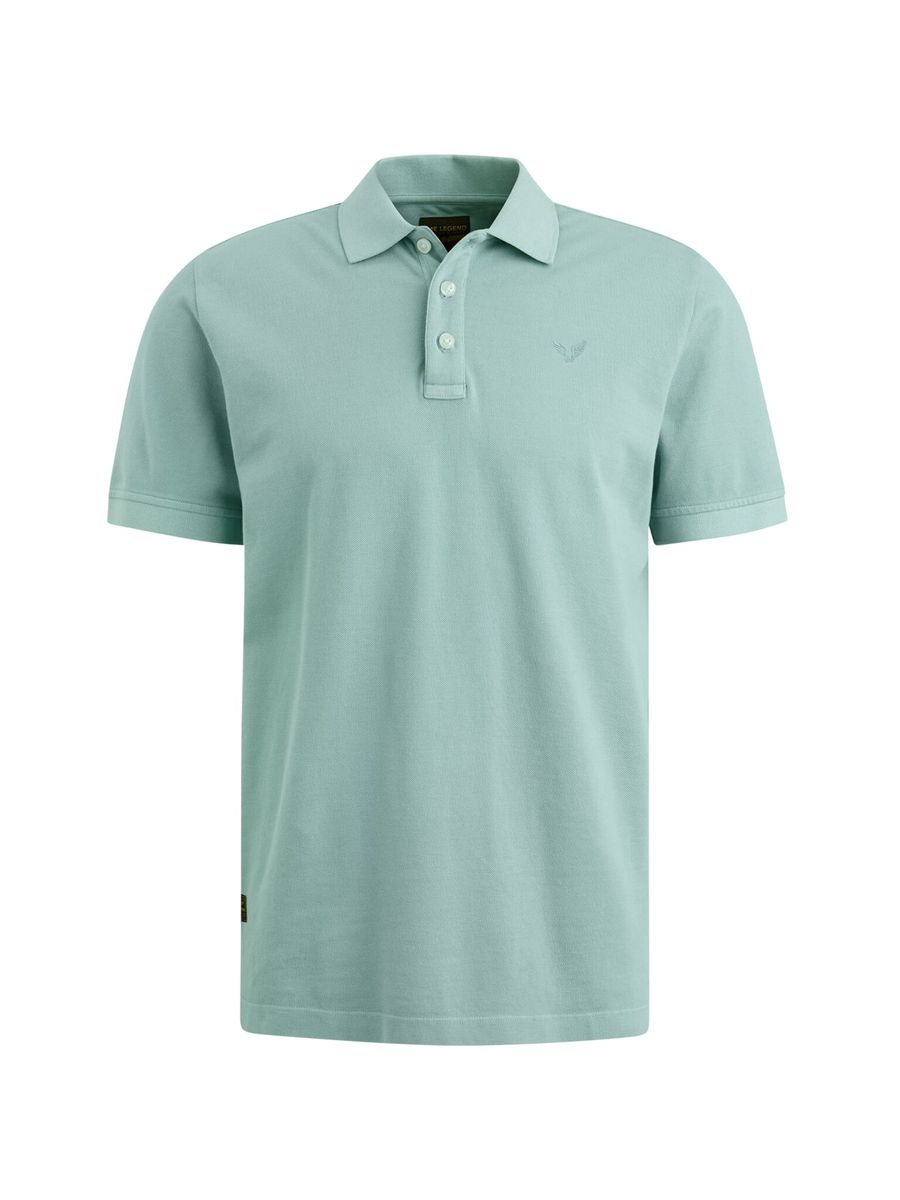 Short sleeve polo garment dyed piq