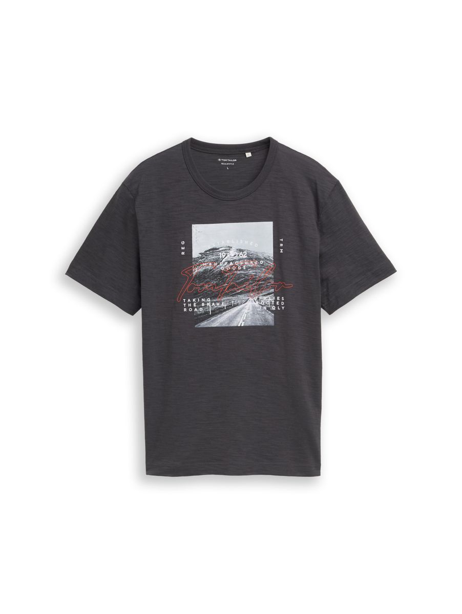 T-Shirt in Melange-Optik mit Fotoprint