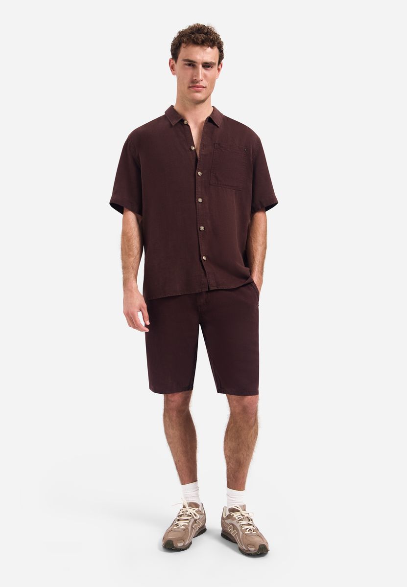 Shirt Short Sleeve With Linen, Garment Dyed