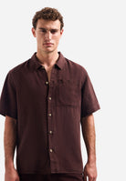 Shirt Short Sleeve With Linen, Garment Dyed