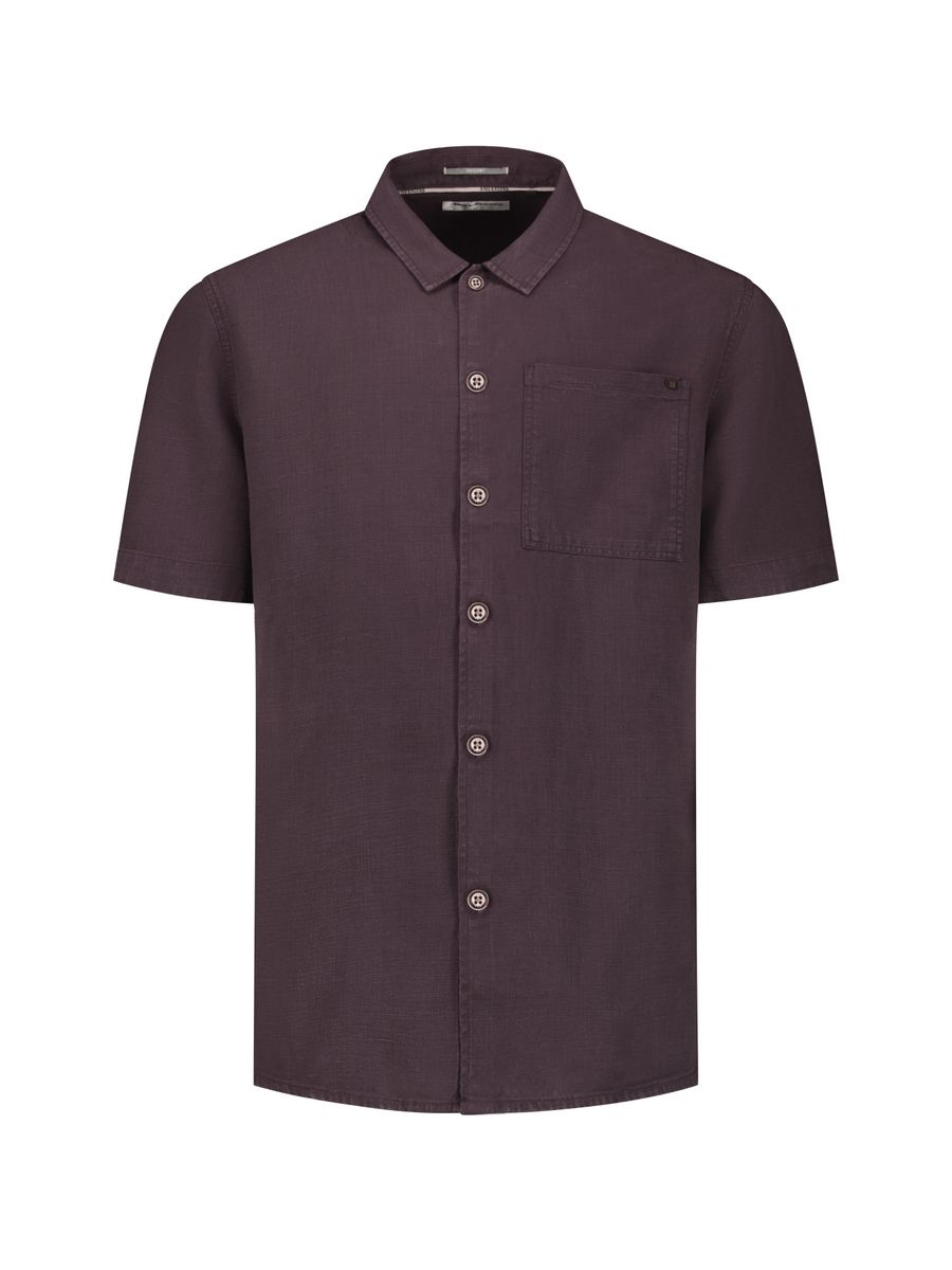 Shirt Short Sleeve With Linen, Garment Dyed