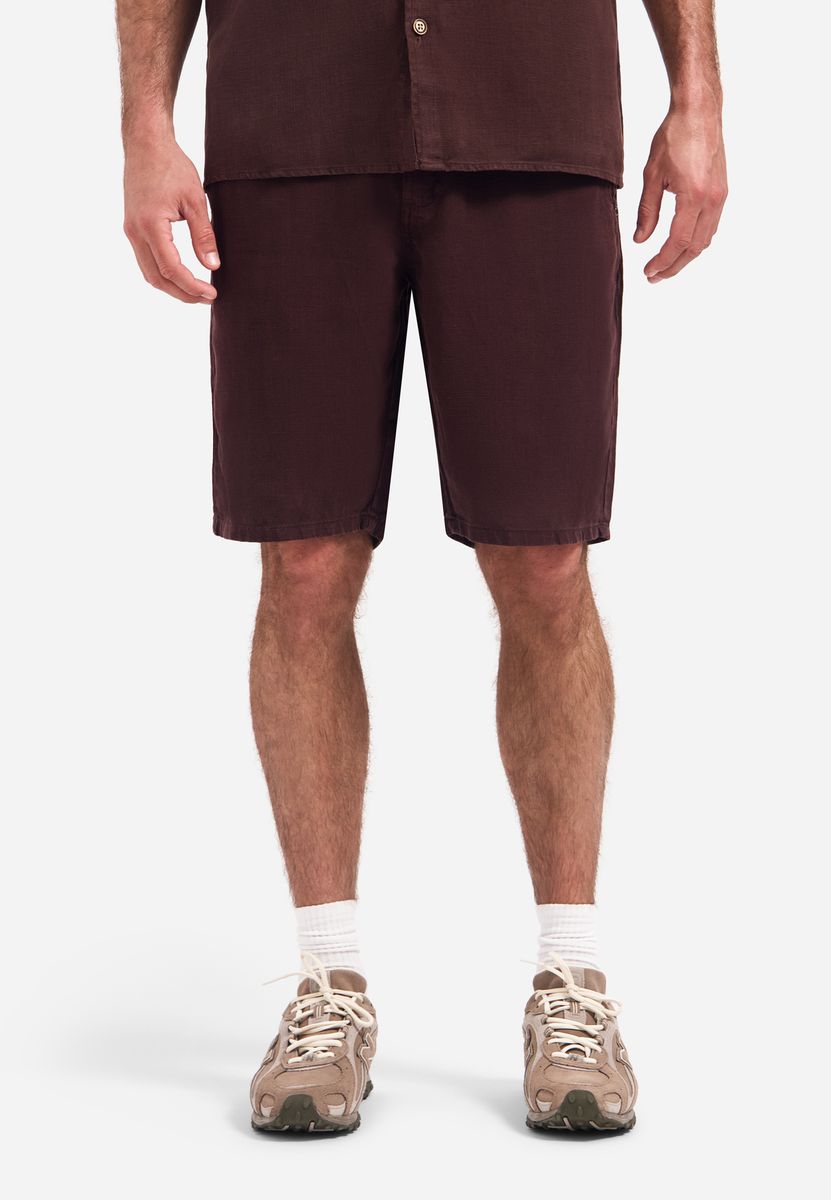 Short Chino With Linen, Garment Dyed