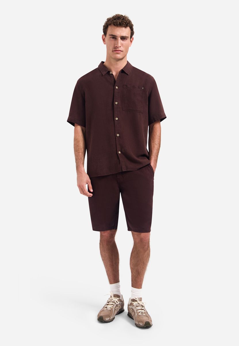 Short Chino With Linen, Garment Dyed