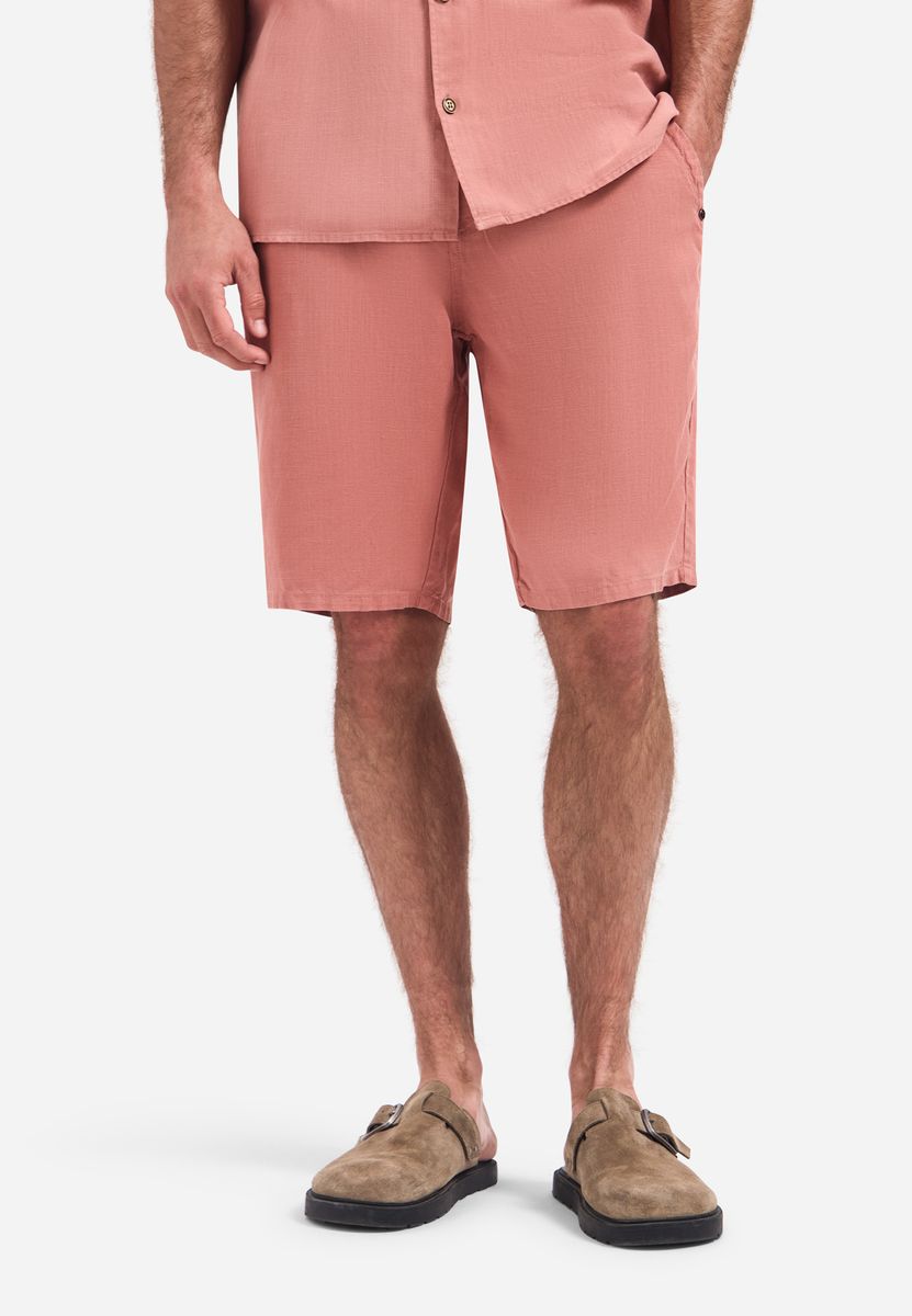 Short Chino With Linen, Garment Dyed
