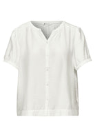 Kurzarm Bluse mit Split Neck und Knöpfen
