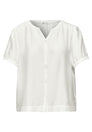 Kurzarm Bluse mit Split Neck und Knöpfen