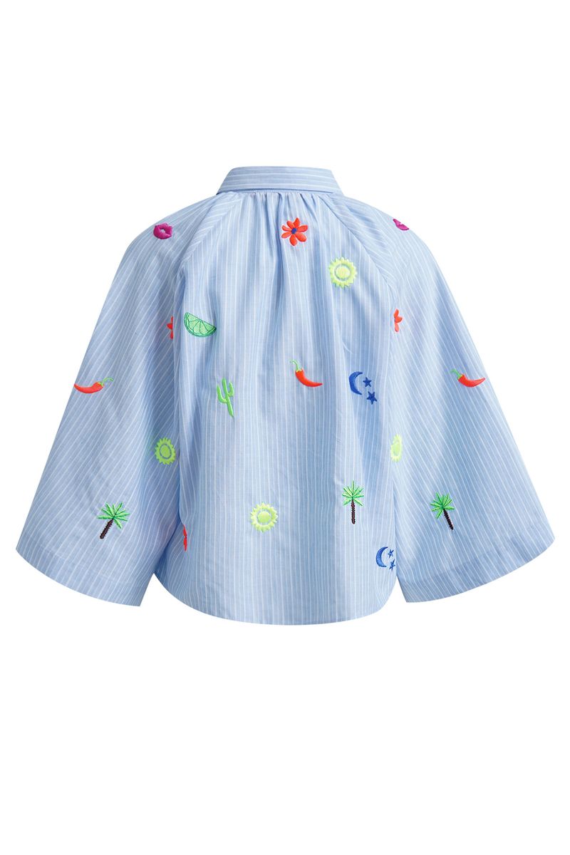 STRIPED CROPPED RAGLAN BLOUSE AOE