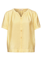Kurzarm Bluse mit Split Neck und Knöpfen