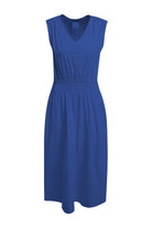 SLEEVLESS V-NECK DRESS W GATHERING