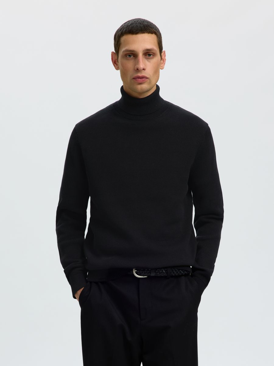 SLHDANE LS KNIT STRUCTURE ROLL NECK