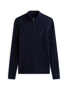 CLASSIC COTTON CABLE ZIP MOCK