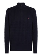 CLASSIC COTTON CABLE ZIP MOCK