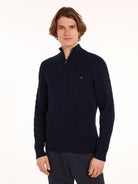 CLASSIC COTTON CABLE ZIP MOCK