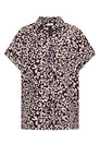 Hemdbluse mit Leo-Print aus Leinenmix