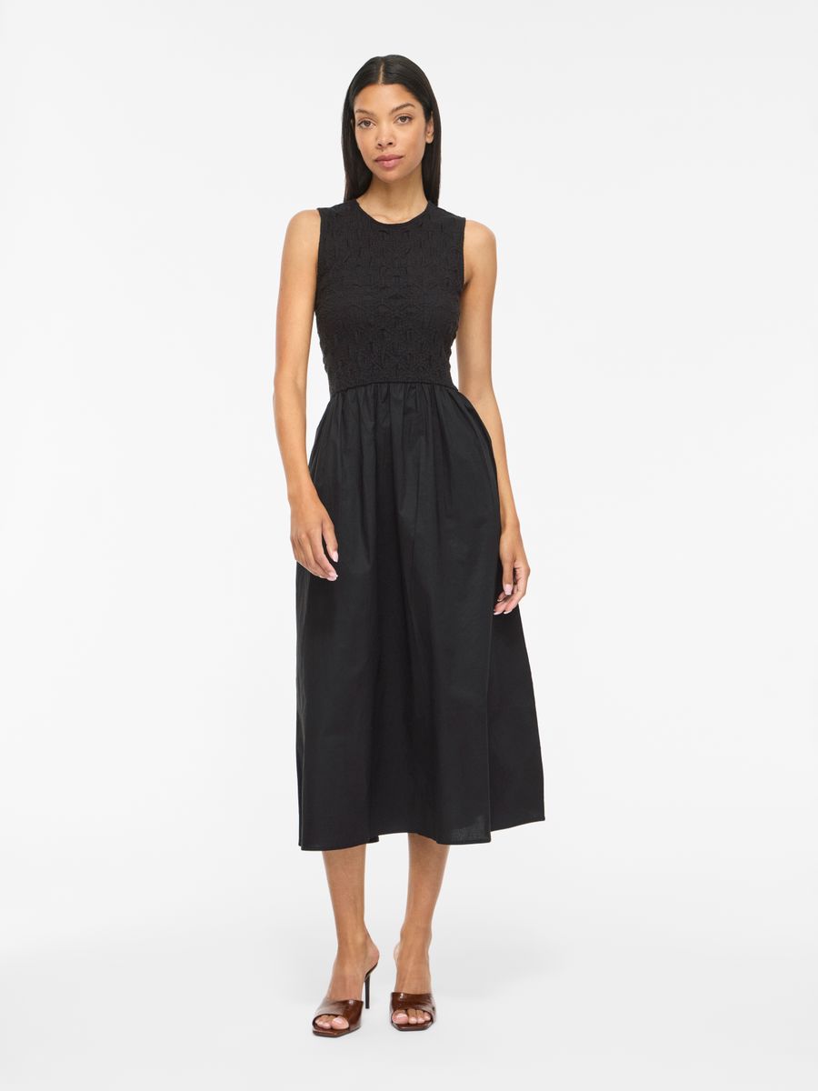 VICARLA O-NECK S/L MIDI DRESS