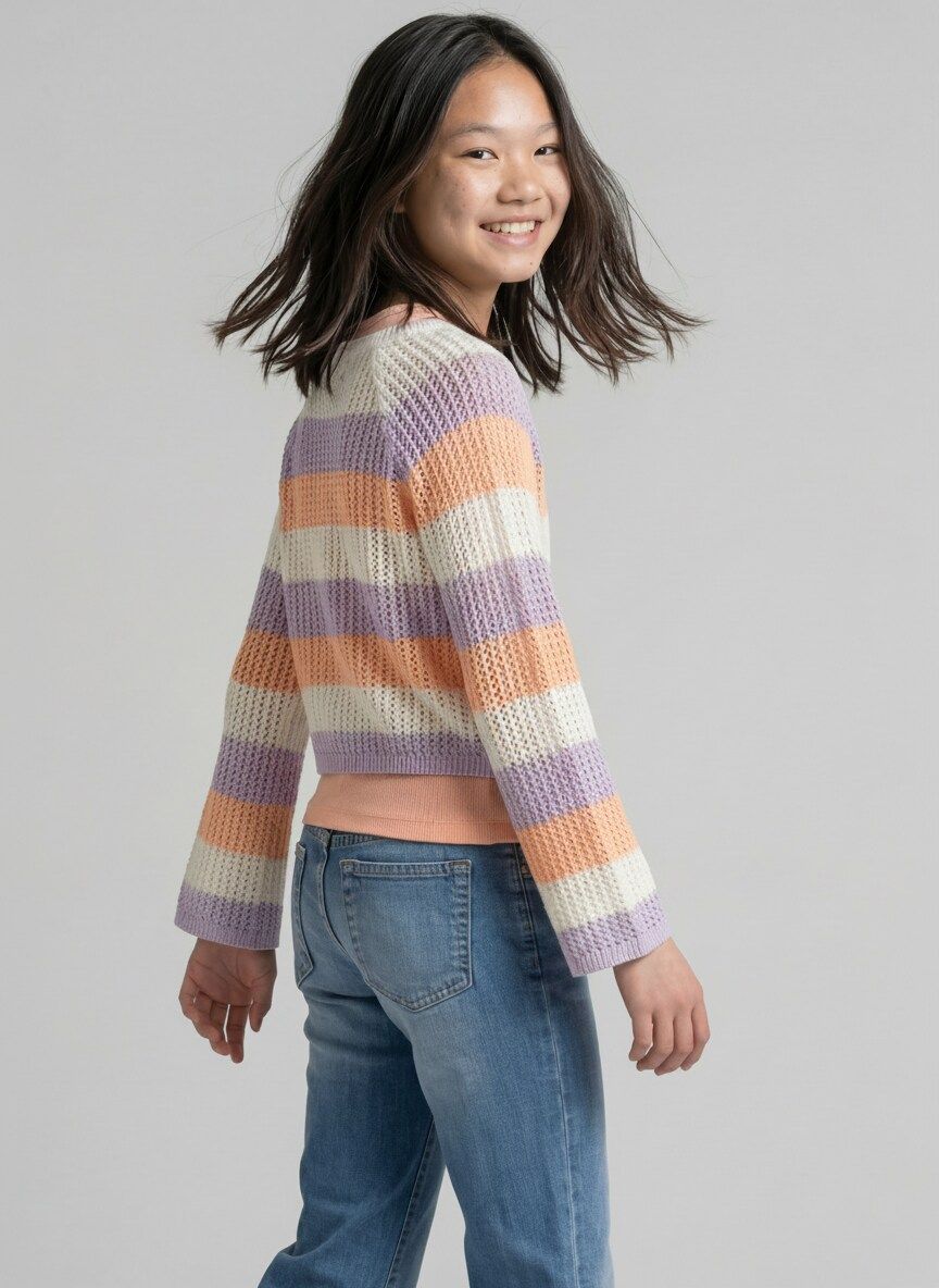 striped knit pullover