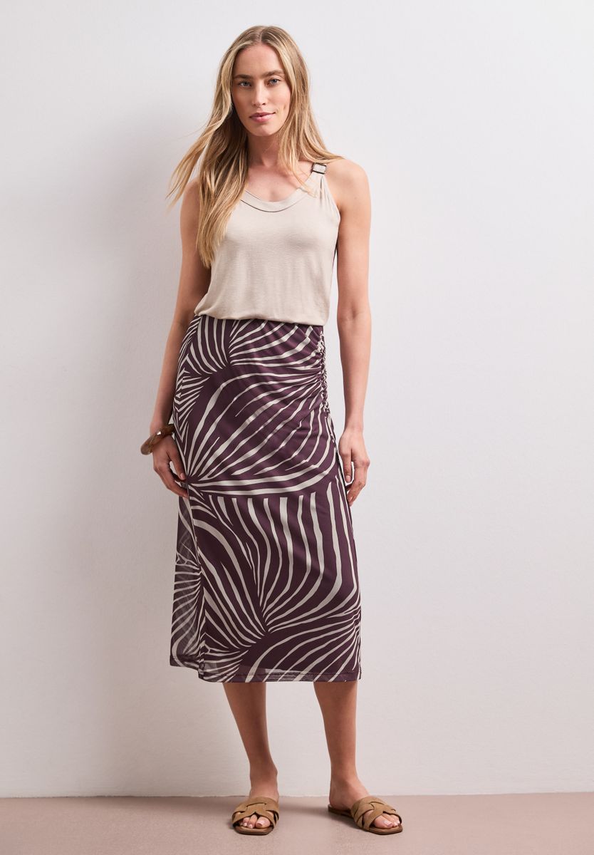 Midi-Rock aus Mesh mit Print