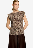 T-Shirt  gerafft mit Leoprint