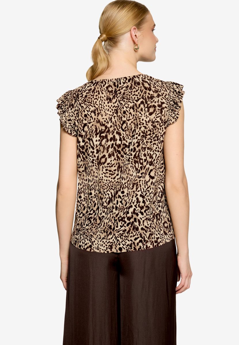T-Shirt  gerafft mit Leoprint