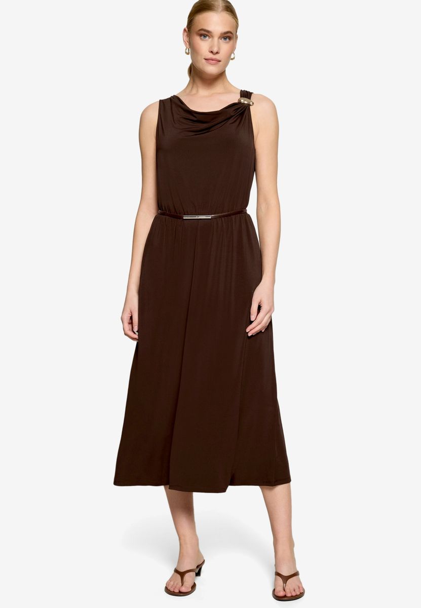 Midikleid  tailliert mit Wasserfallausschnitt