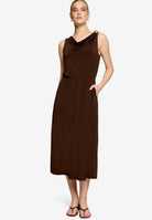 Midikleid  tailliert mit Wasserfallausschnitt