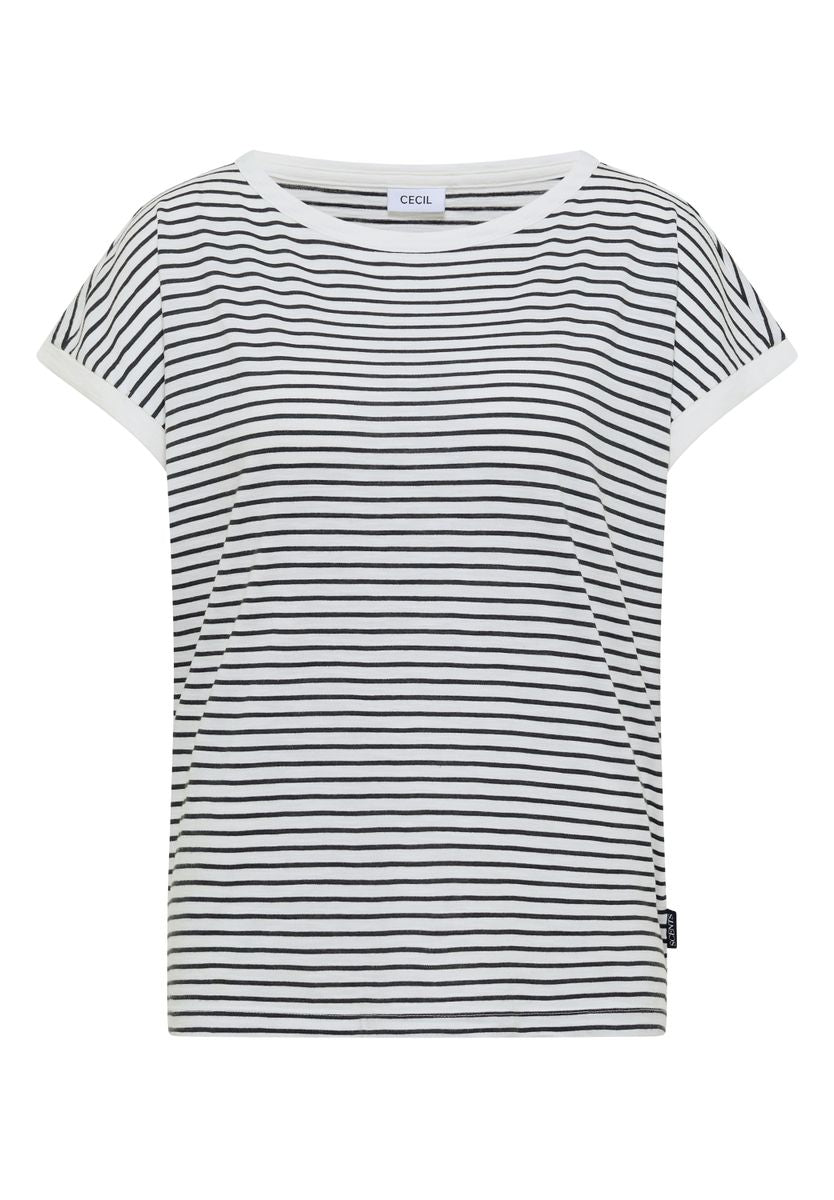 T-Shirt mit Boat Neck und Streifen